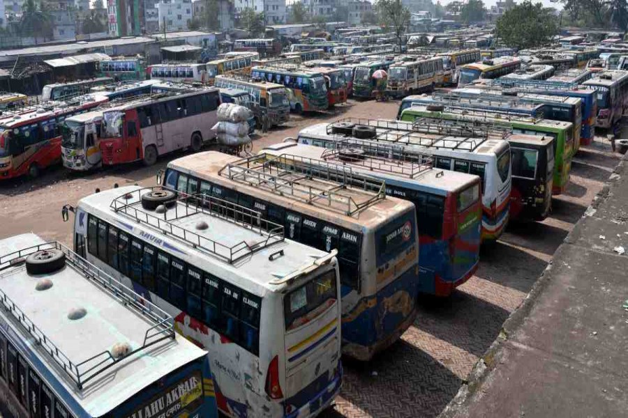 Commuters hit as two-day bus strike begins in Khulna