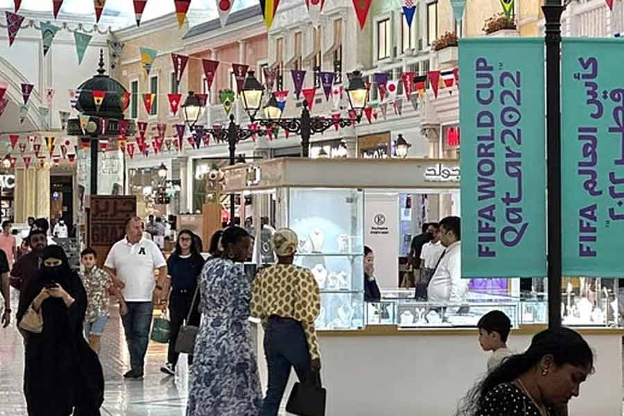 FIFA World Cup Qatar 2022 branding is seen inside a mall in Doha –Reuters file photo