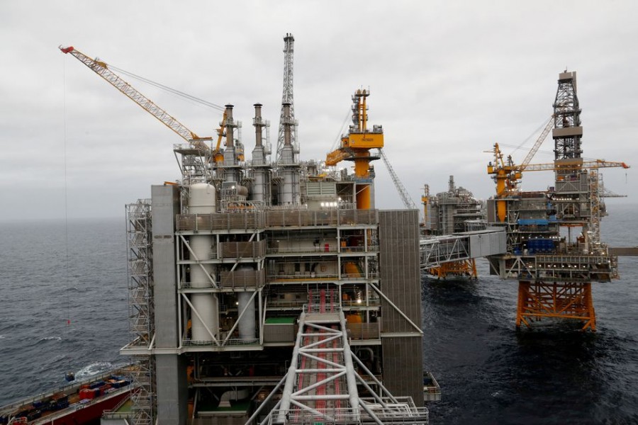 A general view of the Equinor's Johan Sverdrup oilfield platforms in the North Sea, Norway on December 3, 2019 — Reuters/Files