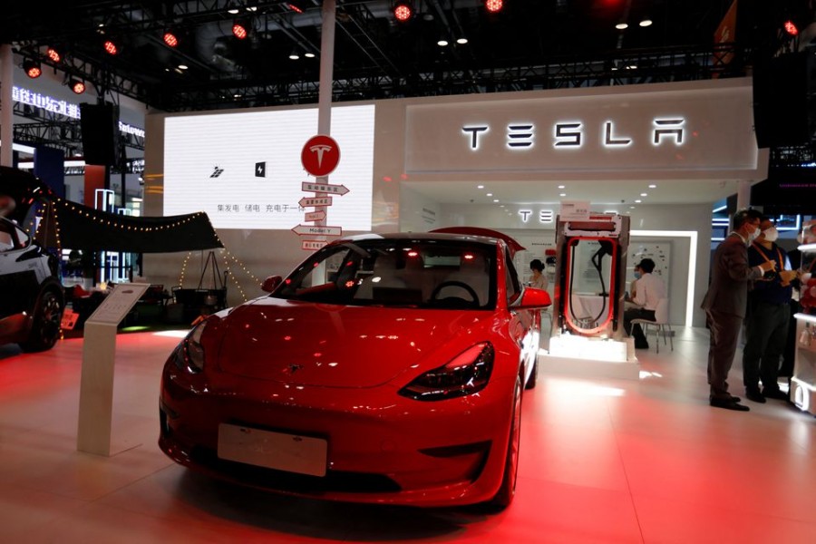 A Tesla Model 3 electric vehicle (EV) is displayed at the China International Fair for Trade in Services (CIFTIS) in Beijing, China on September 1, 2022 — Reuters/Files