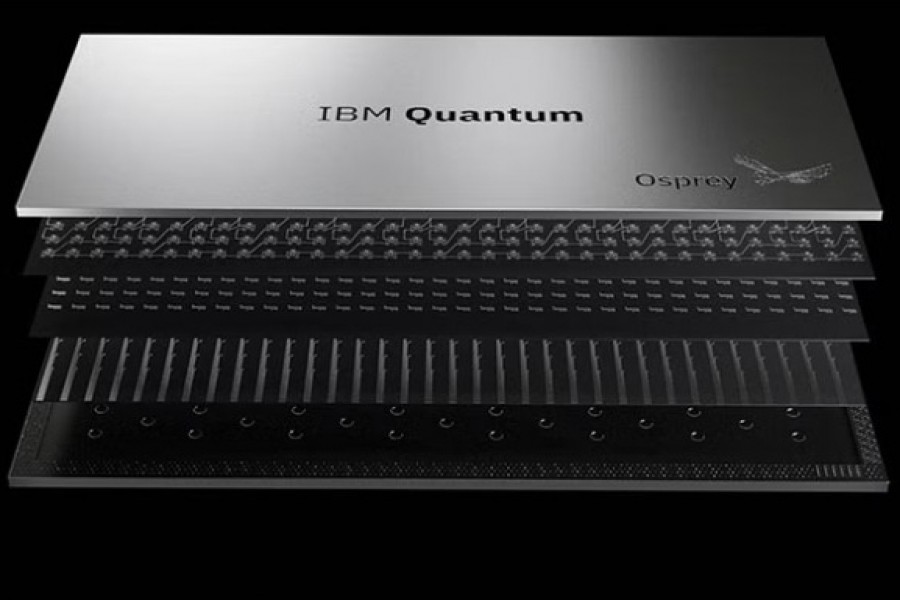 A computer rendering shows IBM's 433-qubits Osprey quantum processor, with more than three times the qubits of the IBM Eagle processor unveiled in 2021, in this undated handout image. Connie Zhou for IBM/Handout via REUTERS