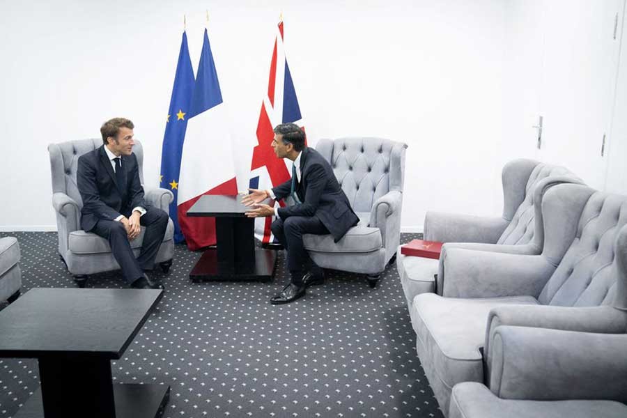 British Prime Minister Rishi Sunak meeting with President of France Emmanuel Macron during the COP27 summit at Sharm el-Sheikh in Egypt recently –Reuters file photo