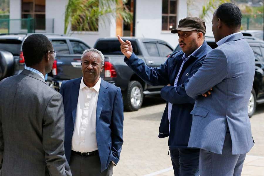 Getachew Reda, the spokesman for the Tigray authorities, talking to other officials at the meeting in Nairobi of Kenya on Saturday on the implementation of the cessation of hostilities agreement between the government of Ethiopia and the forces from Tigray –Reuters photo