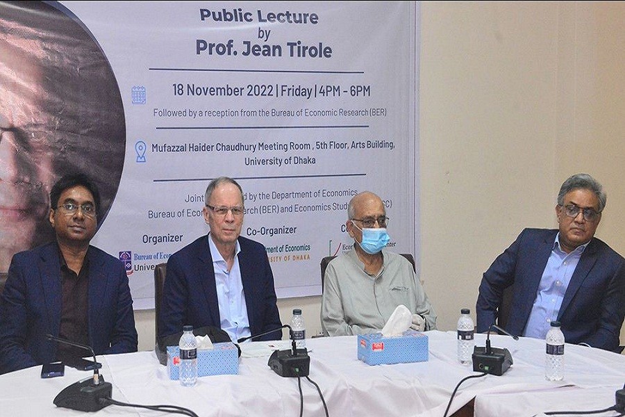 Nobel laureate Jean Tirole gives a public lecture at Dhaka University
