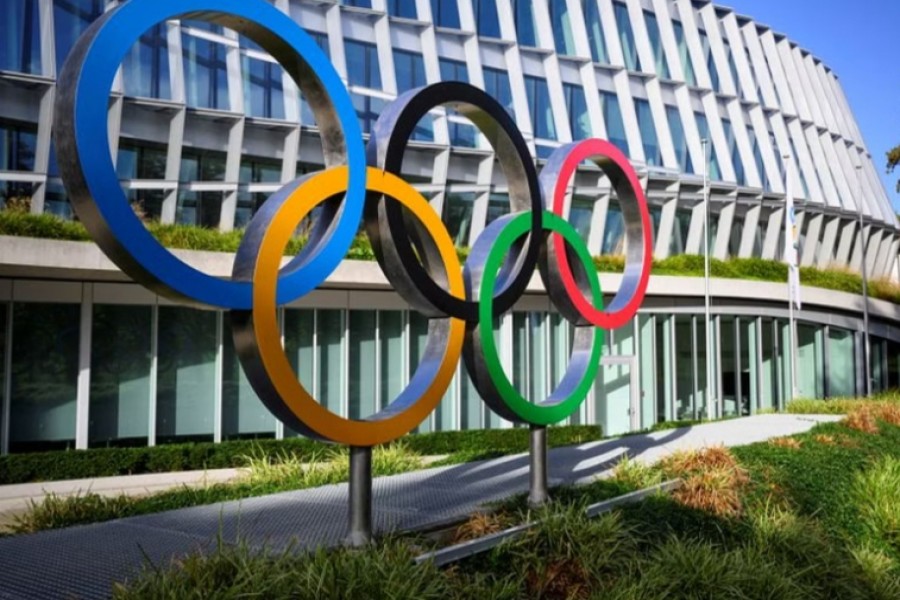 Olympic Rings are pictured in front of The Olympic House, headquarters of the International Olympic Committee (IOC) at the opening of the executive board meeting of the International Olympic Committee (IOC), in Lausanne, Switzerland Sept 8, 2022.REUTERS