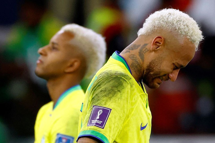Brazil's Neymar looks dejected after being eliminated from the World Cup following the defeat to Croatia at Education City Stadium in Doha, Qatar on December 9, 2022 — Reuters photo