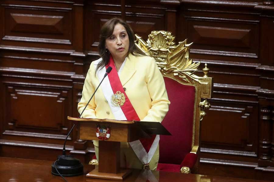 Peru's Vice President Dina Boluarte attending her swearing-in ceremony in Lima on December 7 this year –Reuters file photo