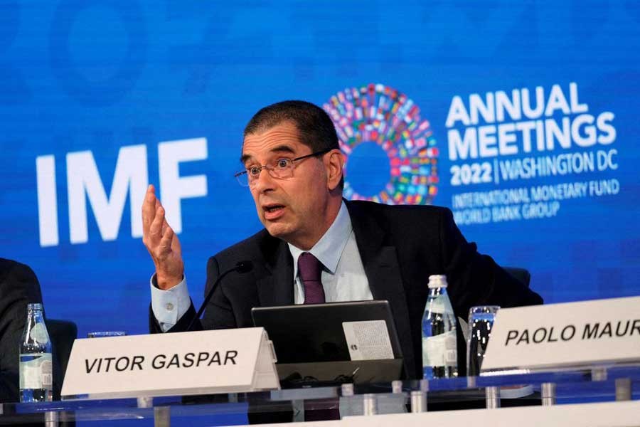 IMF Director of Fiscal Affairs Vitor Gaspar speaking to reporters at the headquarters of the International Monetary Fund in Washington on Monday –Reuters file photo