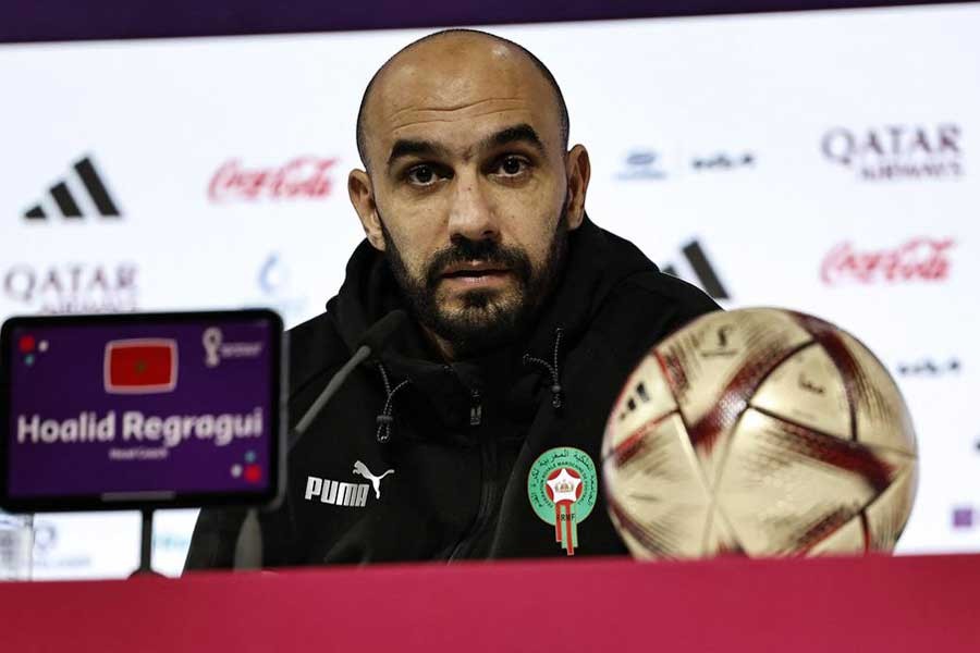 Morocco coach Walid Regragui addressing a press conference at FIFA World Cup Qatar 2022 media centre in Doha on Tuesday –Reuters photo