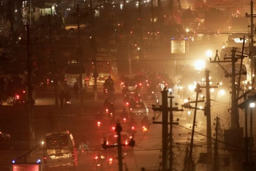 A general view of vehicular movement during an evening traffic in Kathmandu, Nepal Dec 21, 2020. REUTERS/Navesh Chitrakar