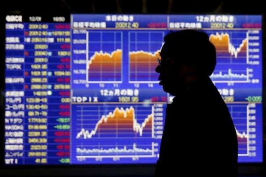 Asian shares decline after retreats on Wall Street, Europe