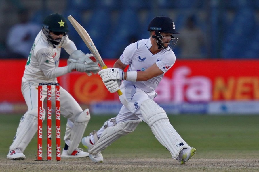 England's Ben Duckett plays a shot during the third Test against Pakistan at National Stadium Karachi, Pakistan on December 19, 2022 — Reuters photo
