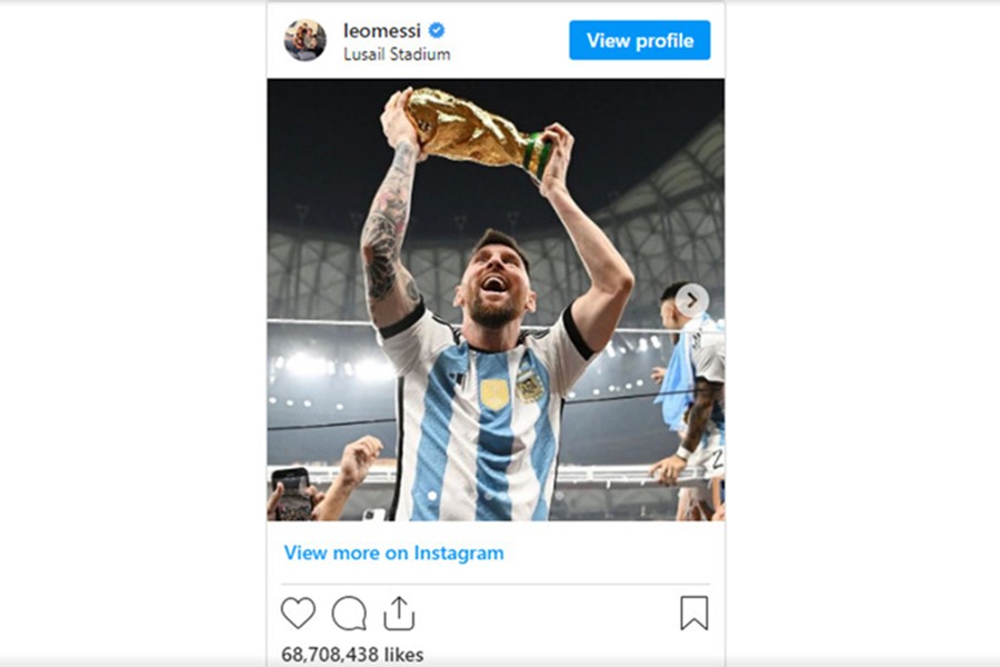 Messi's World Cup post beats egg to become most-liked on Instagram