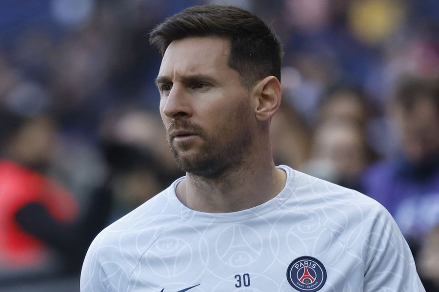 Paris St Germain's Lionel Messi during the warm up before a Ligue 1 match against Auxerre at Parc des Princes in Paris, France on November 13, 2022 — Reuters/Files