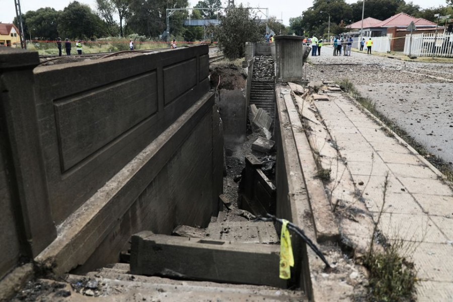 The damaged bridge where a gas tanker exploded in Boksburg near Johannesburg, South Africa, December 24, 2022. REUTERS/Sumaya Hisham