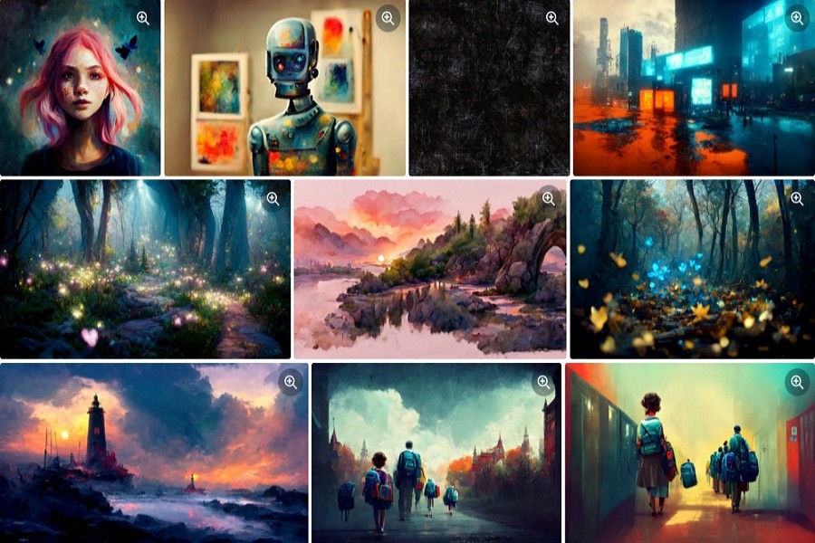 AI-generated arts that seems painted by human artist.
