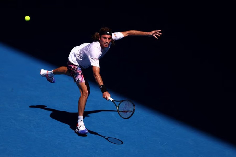 Greece’s Stefanos Tsitsipas in action during his Australian Open semi final match against Russia's Karen Khachanov at Melbourne Park in Melbourne, Australia on January 27, 2023 — Reuters photo