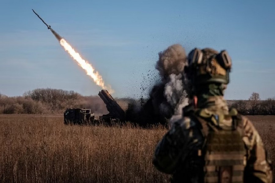 Ukrainian servicemen fire with a Bureviy multiple launch rocket system at a position in Donetsk region, as Russia's attack on Ukraine continues, Ukraine Nov 29, 2022. Radio Free Europe/Radio Liberty/Serhii Nuzhnenko via REUTERS