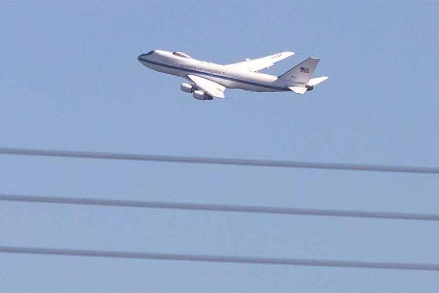 A Boeing E-4B ‘Doomsday Plane’ military aircraft taking off at Joint Base Andrews in Maryland of US on May 11 last year -Reuters file photo