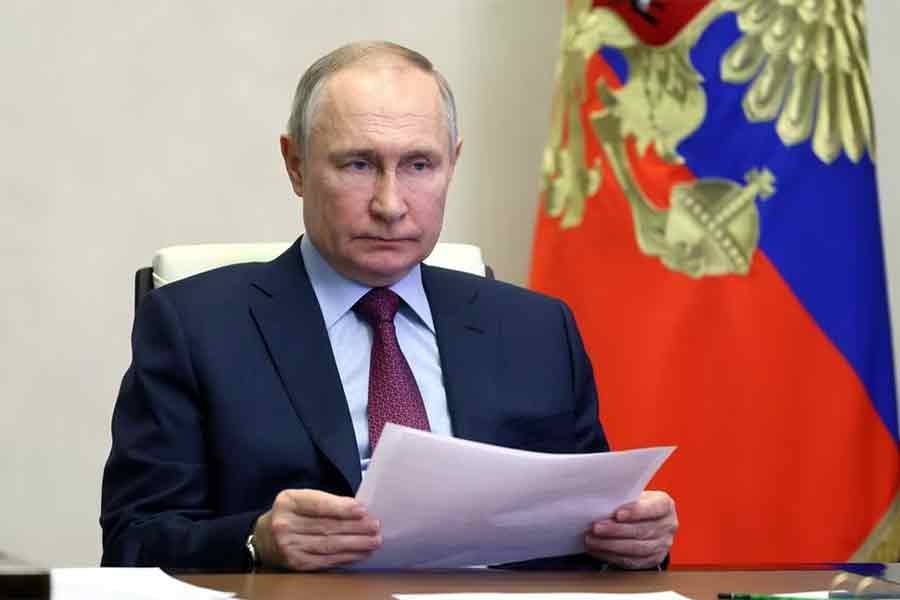 Russia's President Vladimir Putin presiding over a meeting with members of the government via a video link at a residence outside Moscow on February 15 this year –Reuters file photo