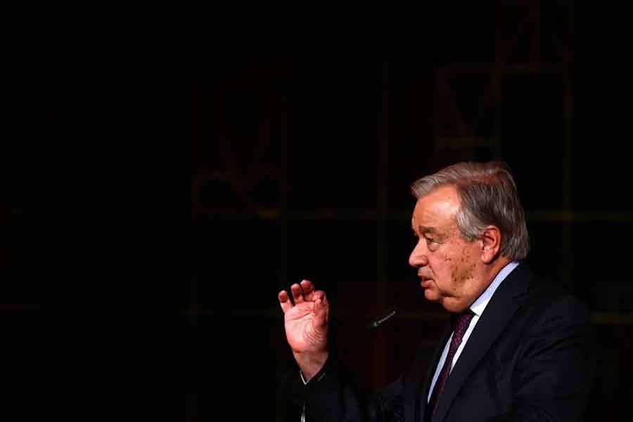 UN Secretary-General Antonio Guterres speaking at ceremony where he received the University of Lisbon 2020 prize in Lisbon of Portugal on January 5 this year –Reuters file photo